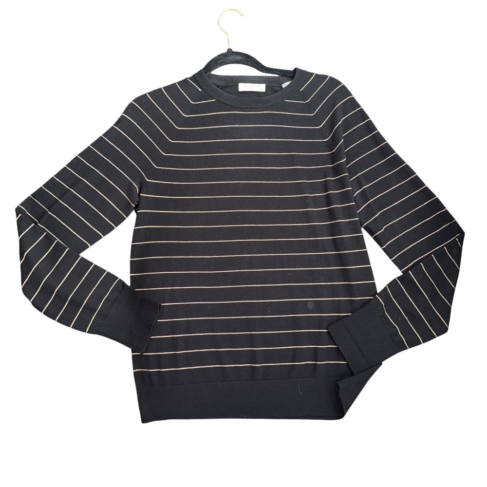 Equipment Femme Black Striped wool Long Sleeve Knit‎ Sweater M/M